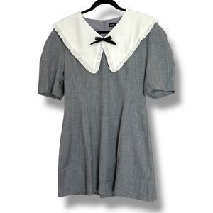 Sister Jane Oversized Collar Mini-Dress w/Bow in Gray Women's Size M+ / 8 NWT
